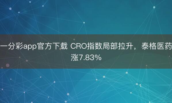 一分彩app官方下载 CRO指数局部拉升，泰格医药涨7.83%