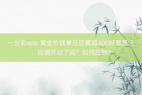 一分彩app 黄金价钱单日巨震超400好意思元，回调开动了吗？如何应酬？