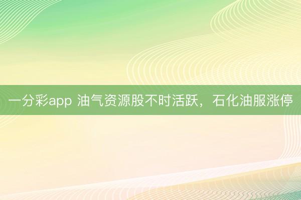 一分彩app 油气资源股不时活跃,石化油服涨停