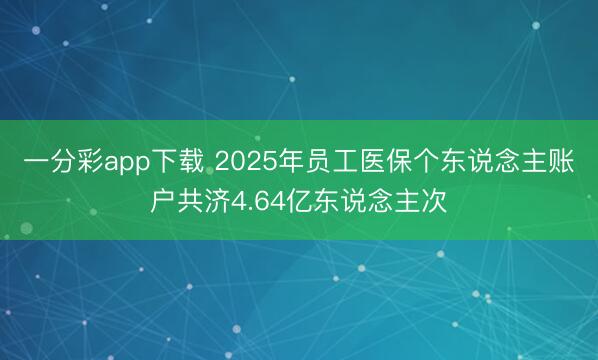一分彩app下载 2025年员工医保个东说念主账户共济4.64亿东说念主次
