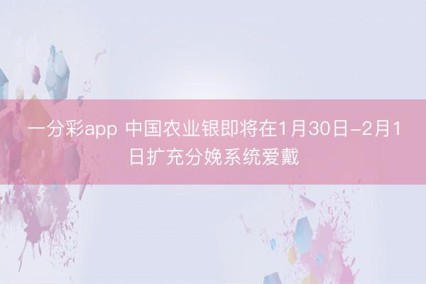 一分彩app 中国农业银即将在1月30日-2月1日扩充分娩系统爱戴