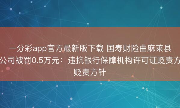一分彩app官方最新版下载 国寿财险曲麻莱县支公司被罚0.5万元：违抗银行保障机构许可证贬责方针