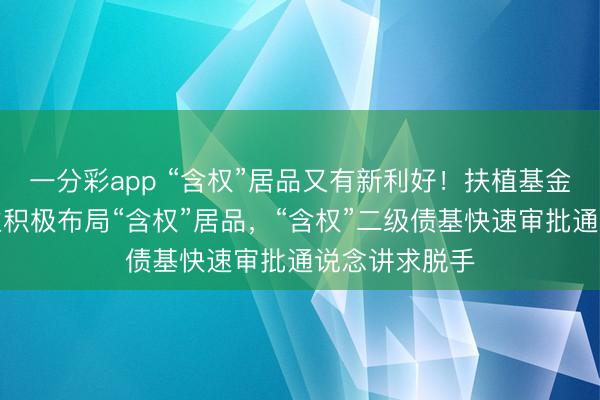 一分彩app “含权”居品又有新利好！扶植基金科罚东说念主积极布局“含权”居品，“含权”二级债基快速审批通说念讲求脱手