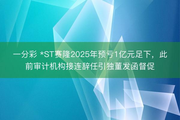 一分彩 *ST赛隆2025年预亏1亿元足下,此前审计机构接连辞任引独董发函督促