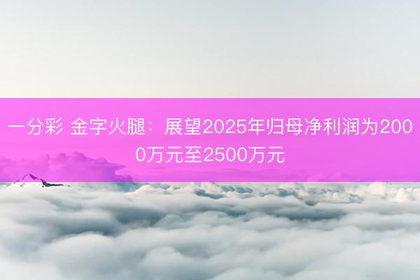 一分彩 金字火腿：展望2025年归母净利润为2000万元至2500万元