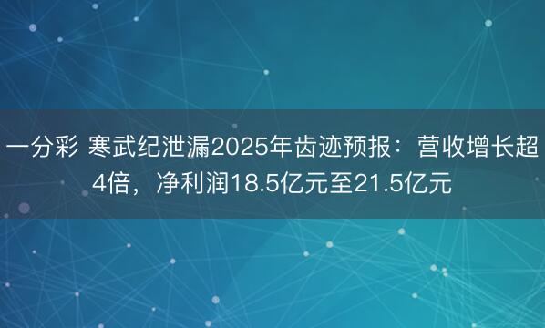一分彩 寒武纪泄漏2025年齿迹预报：营收增长超4倍，净利润18.5亿元至21.5亿元