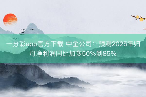 一分彩app官方下载 中金公司：预测2025年归母净利润同比加多50%到85%