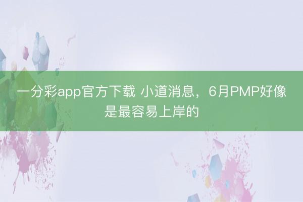 一分彩app官方下载 小道消息，6月PMP好像是最容易上岸的