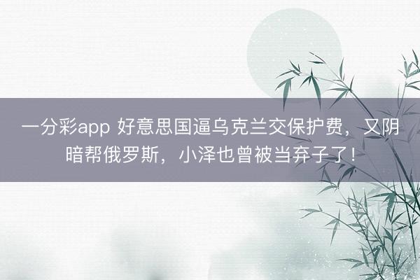 一分彩app 好意思国逼乌克兰交保护费，又阴暗帮俄罗斯，小泽也曾被当弃子了！