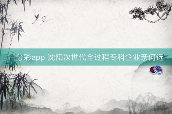 一分彩app 沈阳次世代全过程专科企业奈何选