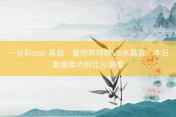 一分彩app 英超:曼彻斯特联VS水晶宫,本日数据库内附比分测度