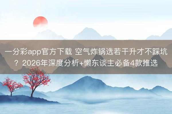 一分彩app官方下载 空气炸锅选若干升才不踩坑？2026年深度分析+懒东谈主必备4款推选