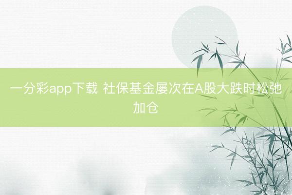 一分彩app下载 社保基金屡次在A股大跌时松弛加仓