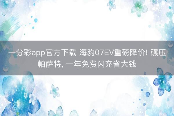 一分彩app官方下载 海豹07EV重磅降价! 碾压帕萨特， 一年免费闪充省大钱