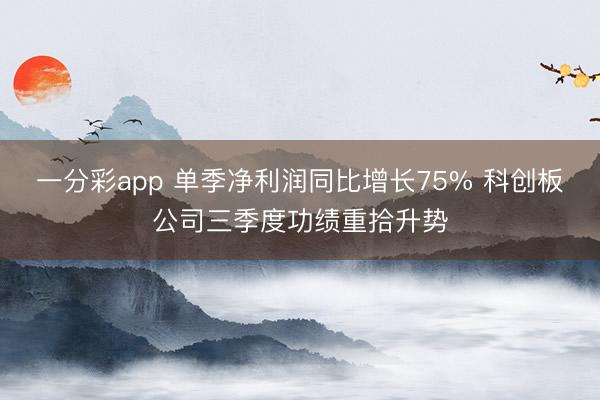 一分彩app 单季净利润同比增长75% 科创板公司三季度功绩重拾升势