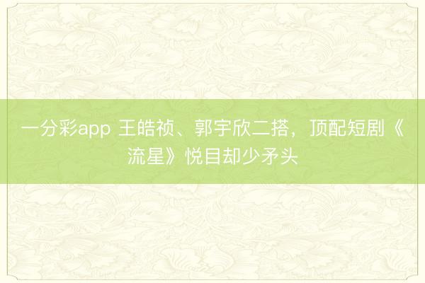 一分彩app 王皓祯、郭宇欣二搭，顶配短剧《流星》悦目却少矛头