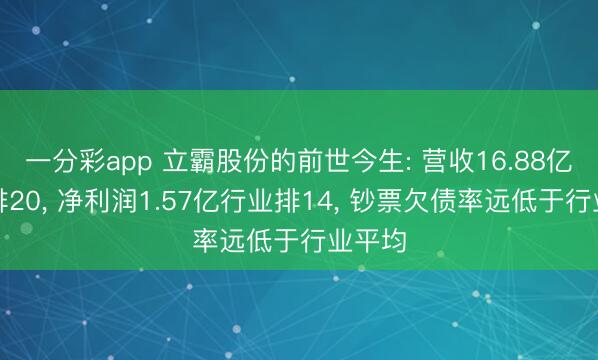 一分彩app 立霸股份的前世今生: 营收16.88亿行业排20， 净利润1.57亿行业排14， 钞票欠债率远低于行业平均
