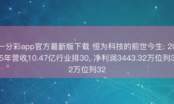一分彩app官方最新版下载 恒为科技的前世今生: 2025年营收10.47亿行业排30， 净利润3443.32万位列32