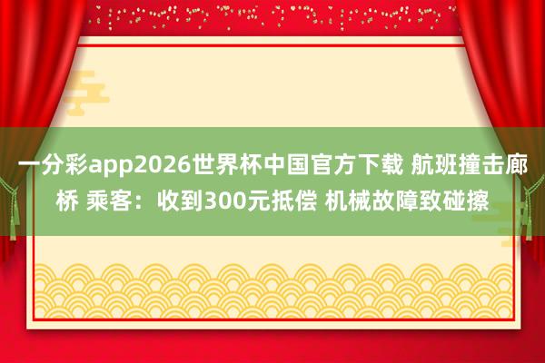 一分彩app2026世界杯中国官方下载 航班撞击廊桥 乘客：收到300元抵偿 机械故障致碰擦