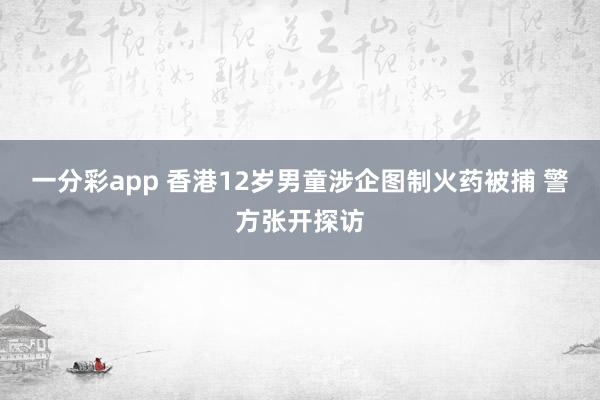 一分彩app 香港12岁男童涉企图制火药被捕 警方张开探访
