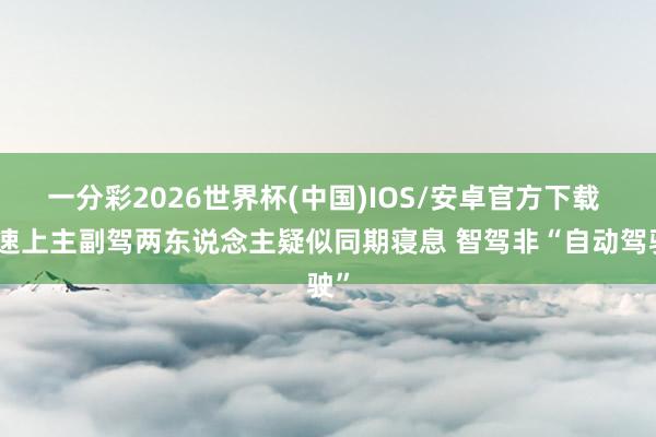 一分彩2026世界杯(中国)IOS/安卓官方下载 高速上主副驾两东说念主疑似同期寝息 智驾非“自动驾驶”