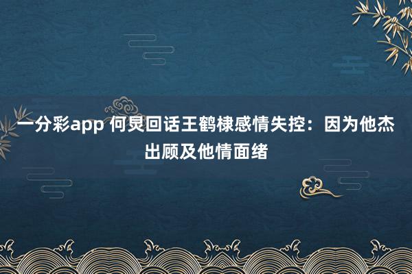 一分彩app 何炅回话王鹤棣感情失控：因为他杰出顾及他情面绪