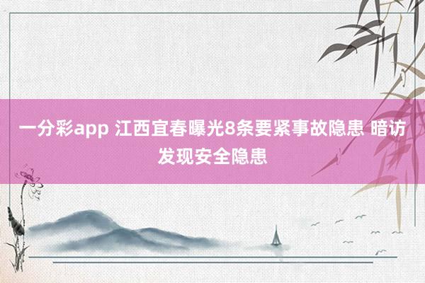 一分彩app 江西宜春曝光8条要紧事故隐患 暗访发现安全隐患