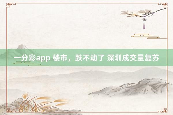 一分彩app 楼市，跌不动了 深圳成交量复苏