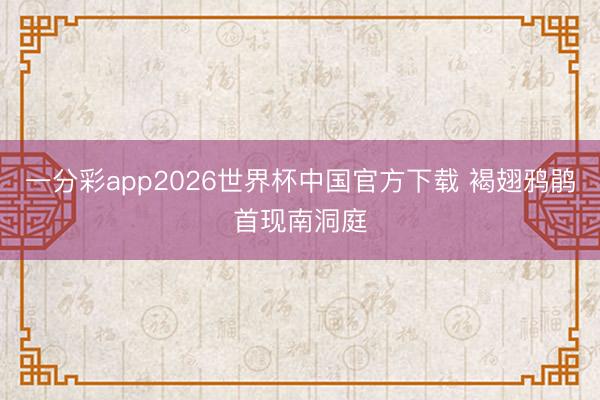 一分彩app2026世界杯中国官方下载 褐翅鸦鹃首现南洞庭