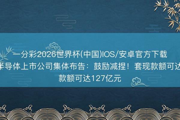 一分彩2026世界杯(中国)IOS/安卓官方下载 A股7家半导体上市公司集体布告：鼓励减捏！套现款额可达127亿元