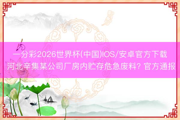 一分彩2026世界杯(中国)IOS/安卓官方下载 河北辛集某公司厂房内贮存危急废料? 官方通报