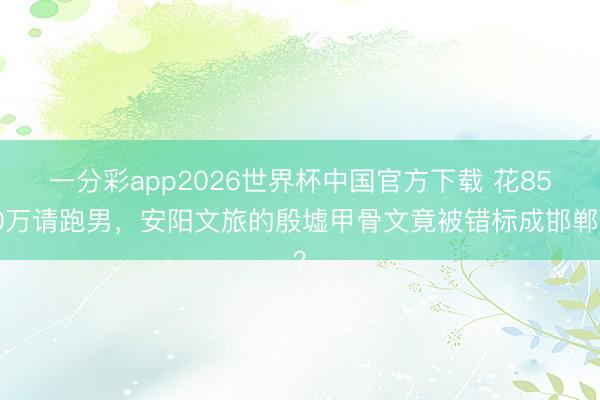 一分彩app2026世界杯中国官方下载 花850万请跑男，安阳文旅的殷墟甲骨文竟被错标成邯郸？