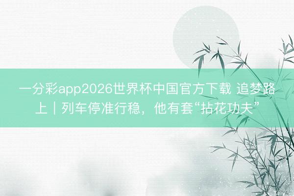 一分彩app2026世界杯中国官方下载 追梦路上｜列车停准行稳，他有套“拈花功夫”