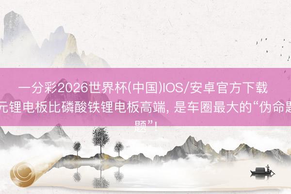 一分彩2026世界杯(中国)IOS/安卓官方下载 三元锂电板比磷酸铁锂电板高端, 是车圈最大的“伪命题”!